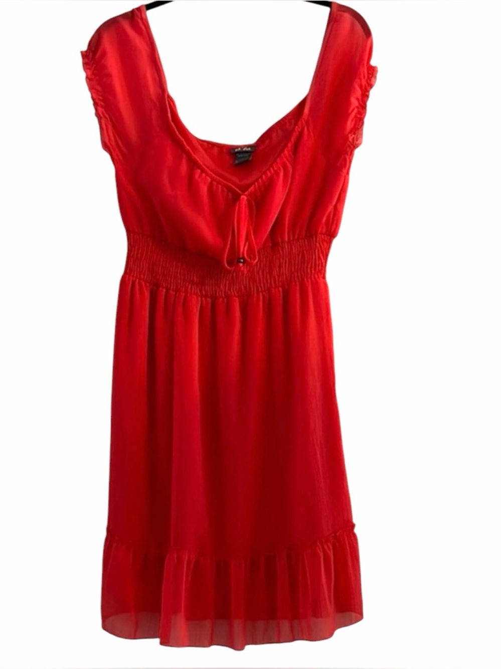 Dots Chic Tangerine Ruffled Mini Dress Size M